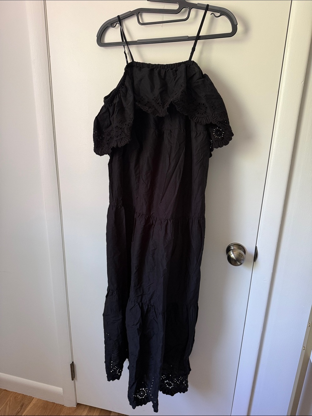 Old Navy Black Maxi Dress with Eyelet Ruffle